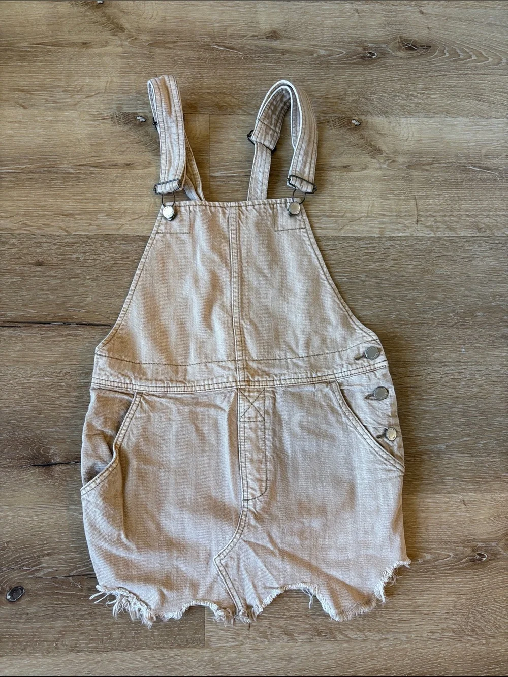 Free People Tan Denim Overall Dress
